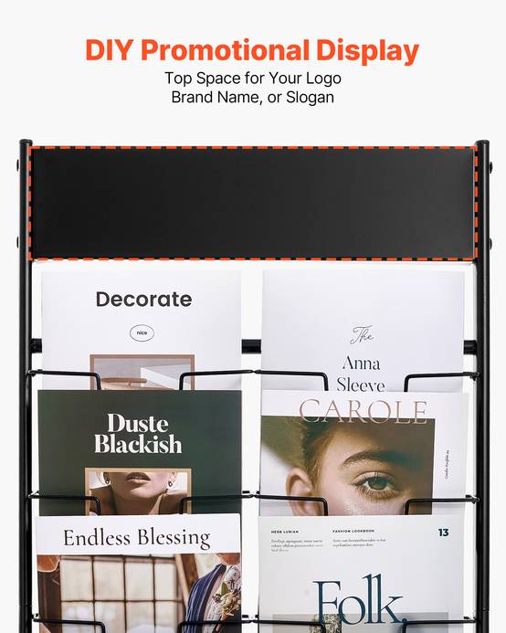 VEVOR Présentoir à brochures sur pied en métal 20 pochettes pour magazines noir - Image 5