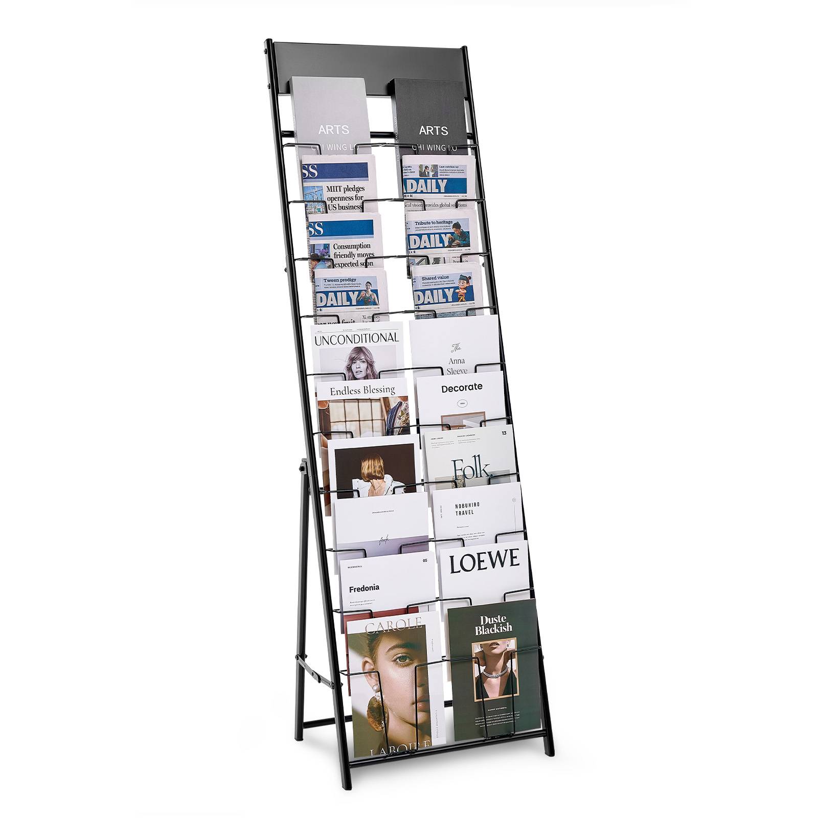 VEVOR Présentoir à brochures sur pied en métal 20 pochettes pour magazines noir - Image 1