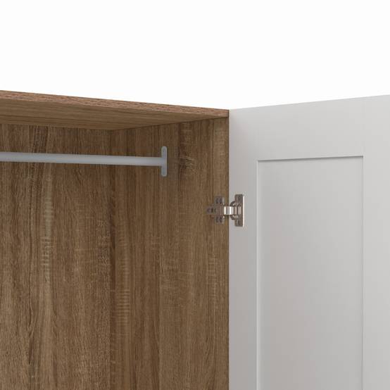 Armoire 2 portes VITO blanc et bois penderie 80 cm avec étagères rangement maxi capacité - Image 6