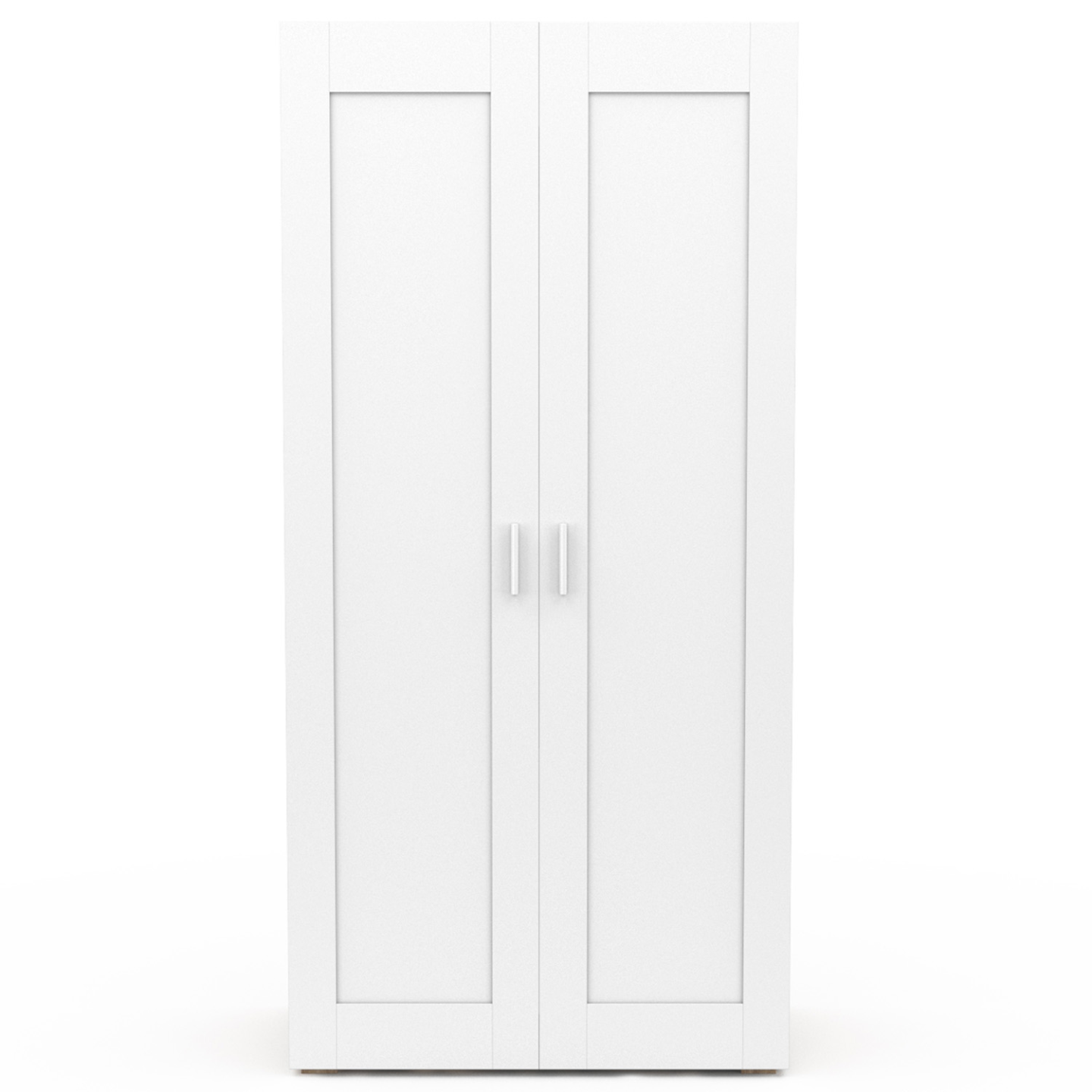 Armoire 2 portes VITO blanc et bois penderie 80 cm avec étagères rangement maxi capacité - Image 3
