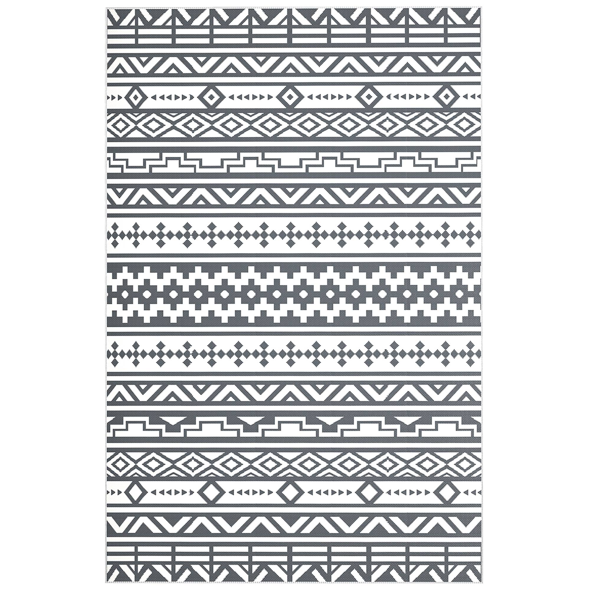 Tapis d'extérieur réversible Polypropylène Camping jardin Motif géométrique 182x274cm Gris - ComfortXL Outdoor Living - Image 2
