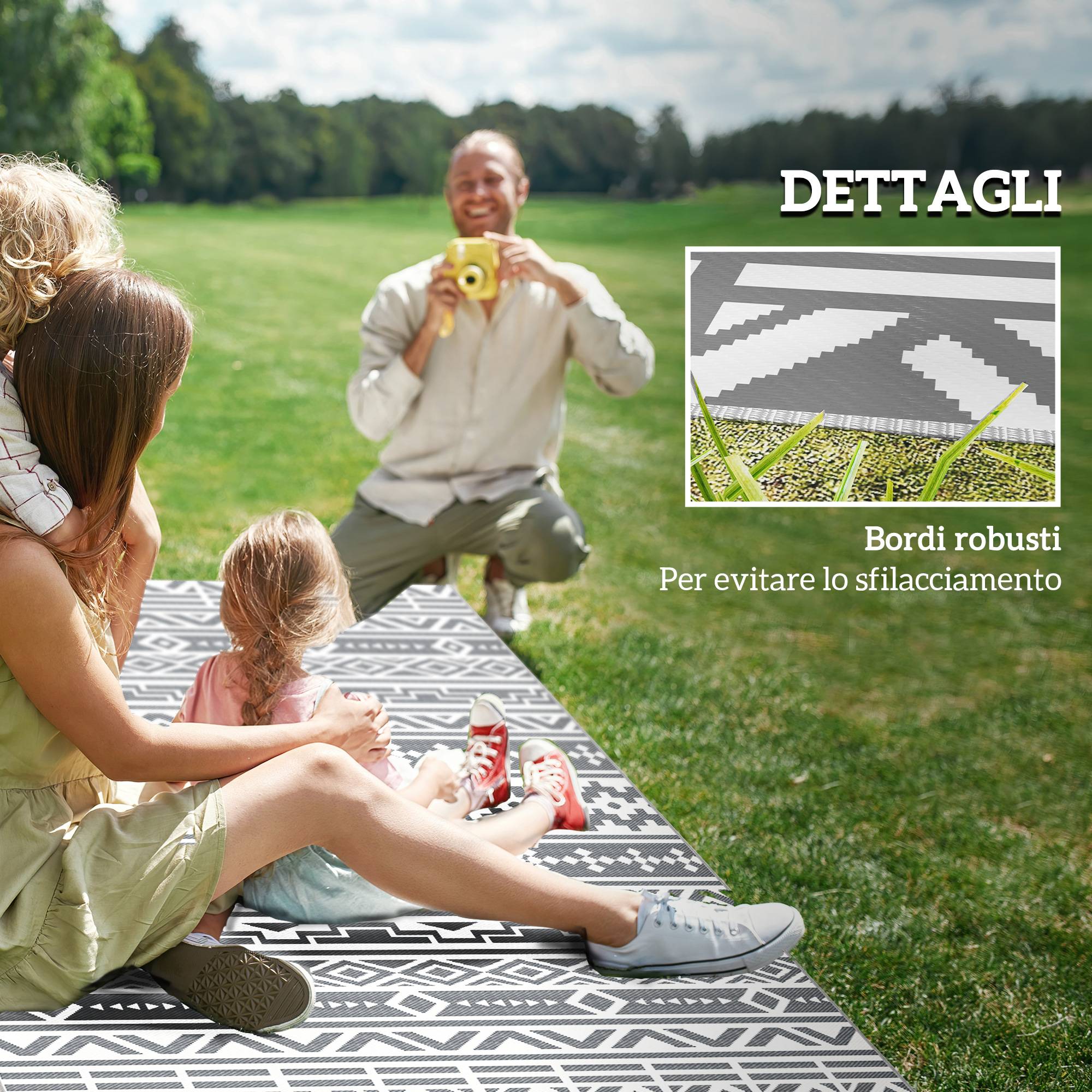 Tapis d'extérieur réversible Polypropylène Camping jardin Motif géométrique 182x274cm Gris - ComfortXL Outdoor Living - Image 10