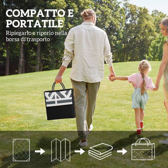 Tapis d'extérieur réversible Polypropylène Camping jardin Motif géométrique 182x274cm Gris - ComfortXL Outdoor Living - Image 6
