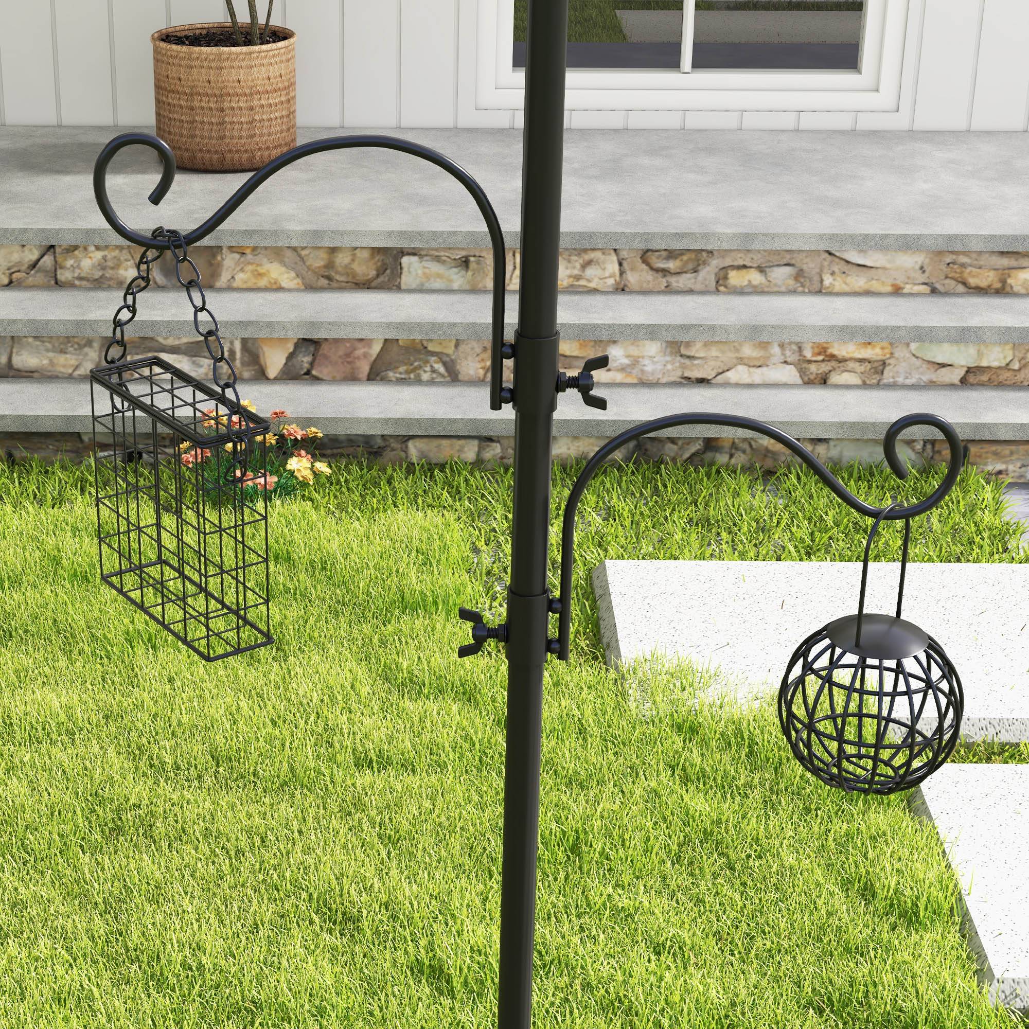 Mangeoire sur pied Acier jardin oiseaux 6 crochets 4 mangeoires Noir 226cm - ComfortXL Outdoor Living - Image 9