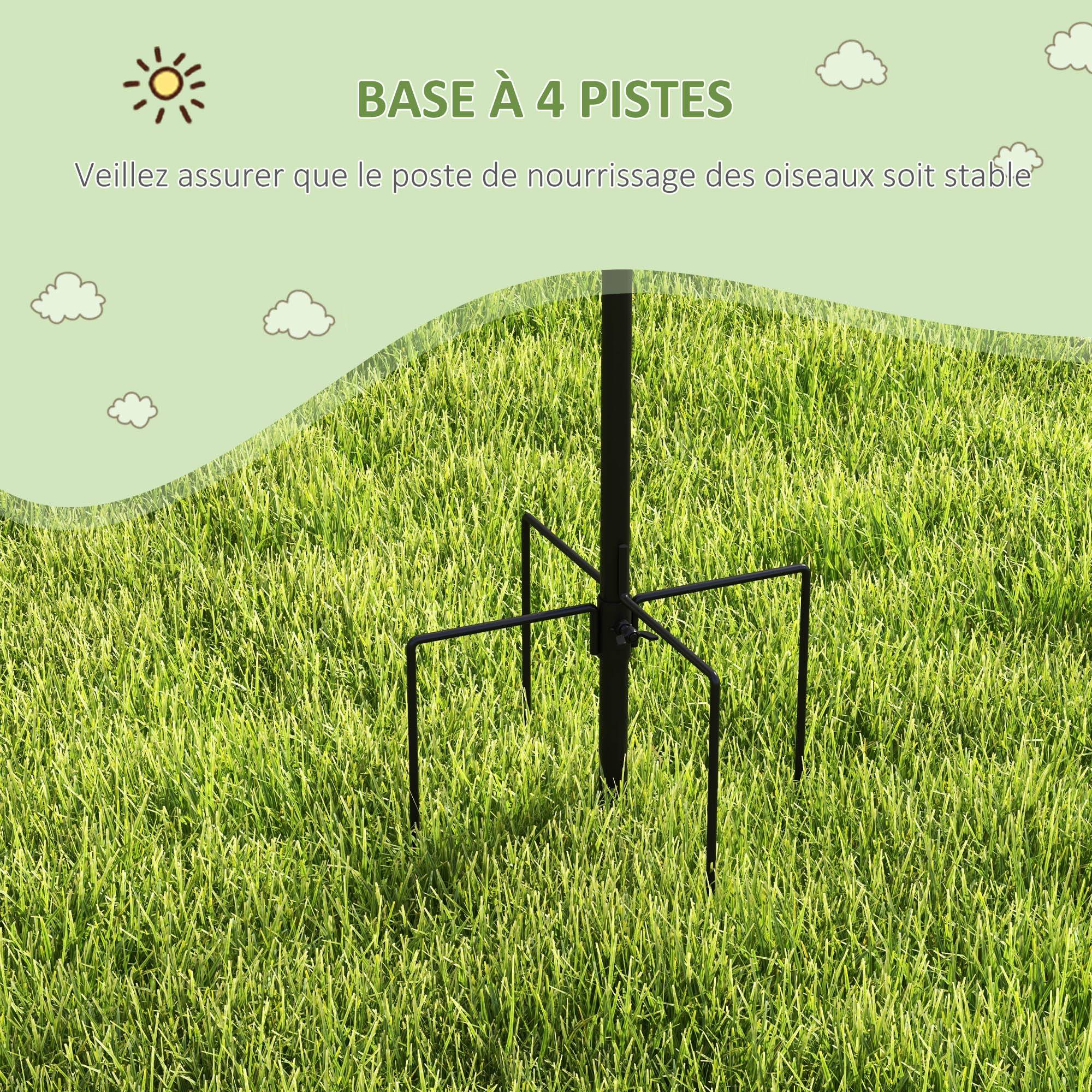 Mangeoire sur pied Acier jardin oiseaux 6 crochets 4 mangeoires Noir 226cm - ComfortXL Outdoor Living - Image 8