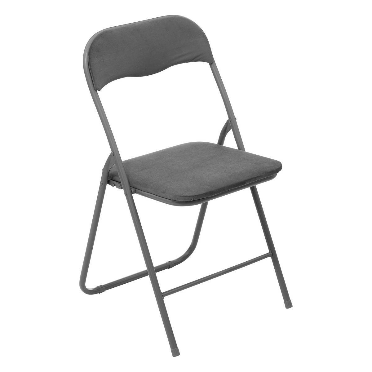 Chaise pliante en velours gris anthracite - 5five - Image 1
