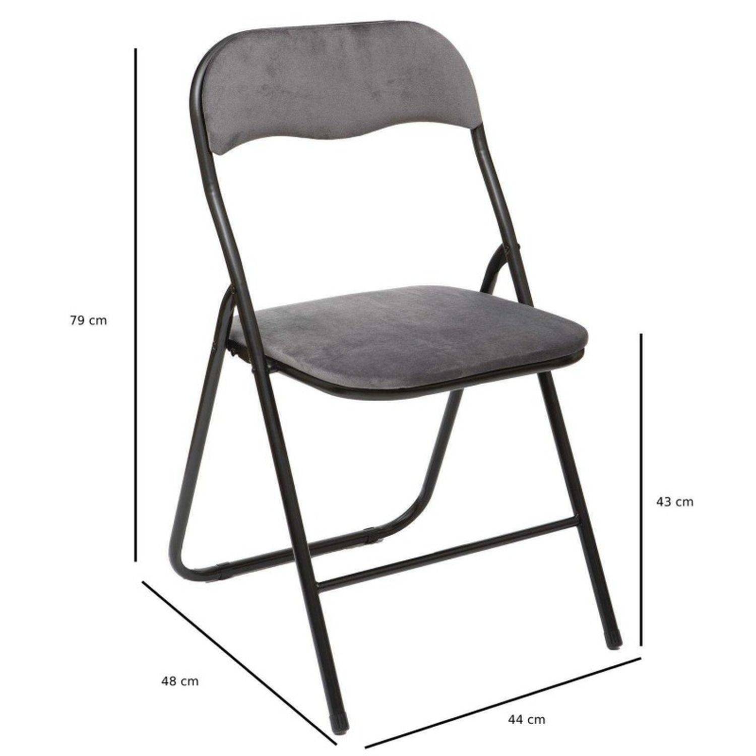 Chaise pliante en velours gris anthracite - 5five - Image 3