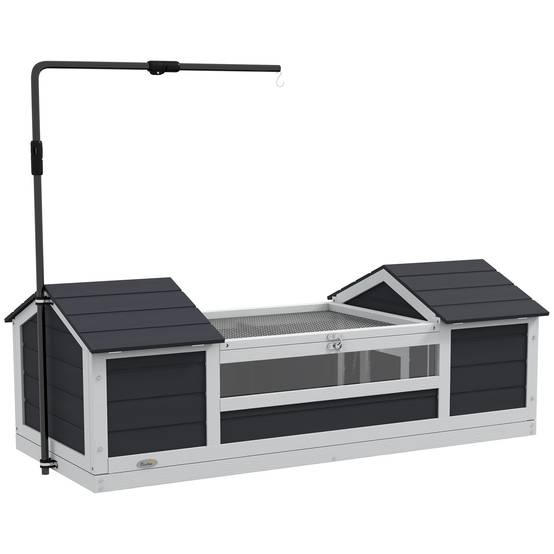 Maison Extérieure Bois Massif Tortues Terrestres Double Niche 120x56x43cm Gris - ComfortXL Outdoor Living - Image 1