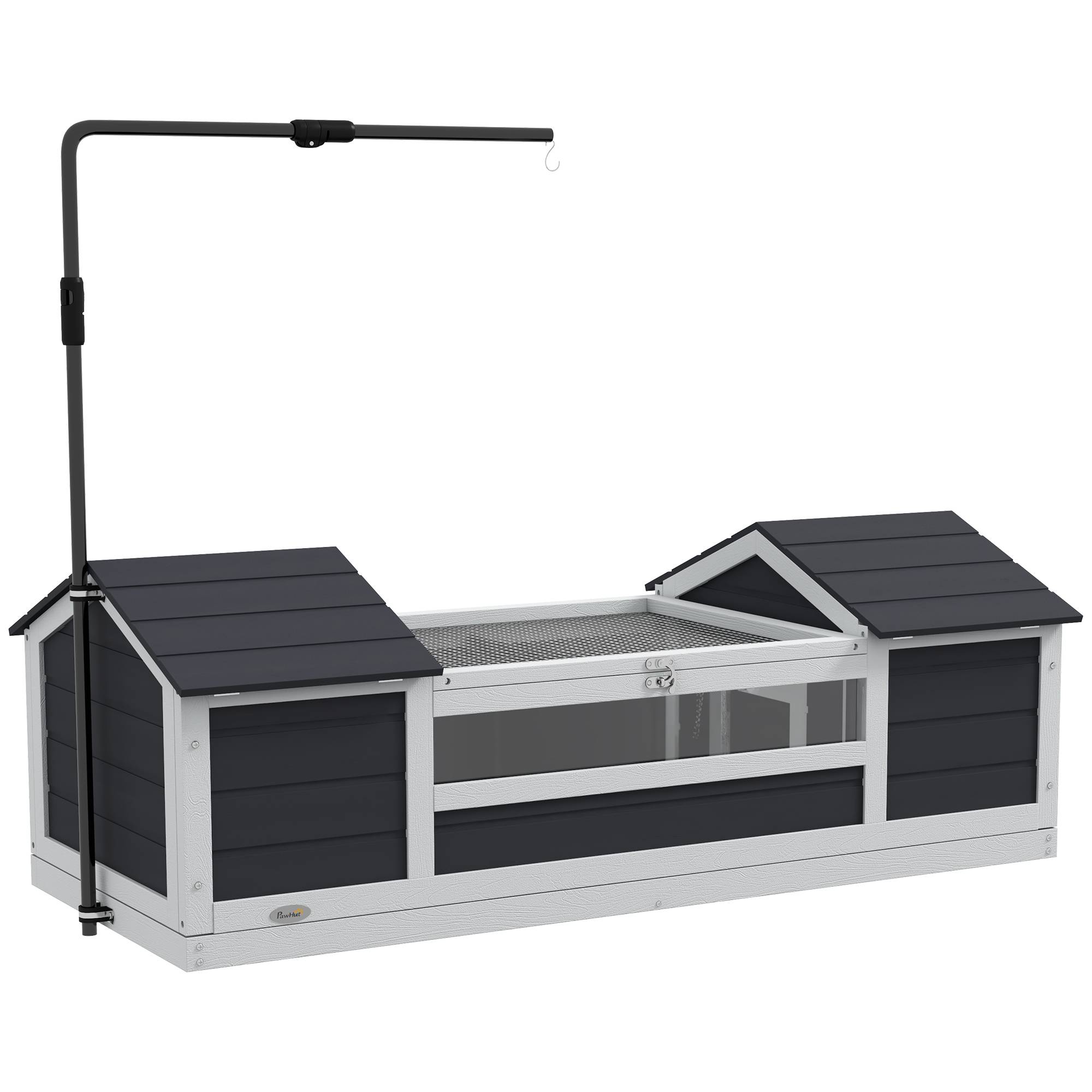 Maison Extérieure Bois Massif Tortues Terrestres Double Niche 120x56x43cm Gris - ComfortXL Outdoor Living - Image 1