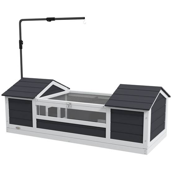 Maison Extérieure Bois Massif Tortues Terrestres Double Niche 120x56x43cm Gris - ComfortXL Outdoor Living - Image 2