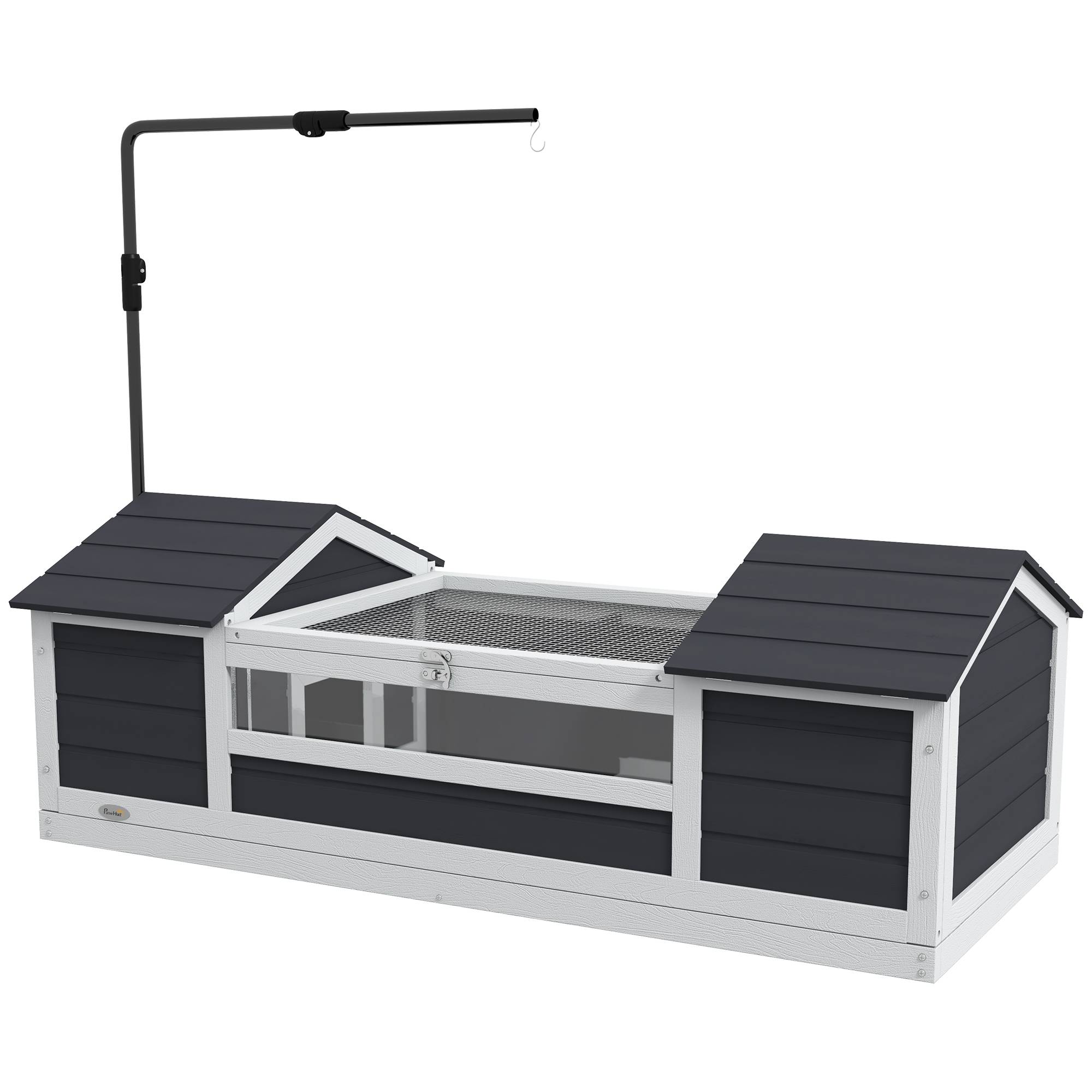Maison Extérieure Bois Massif Tortues Terrestres Double Niche 120x56x43cm Gris - ComfortXL Outdoor Living - Image 2