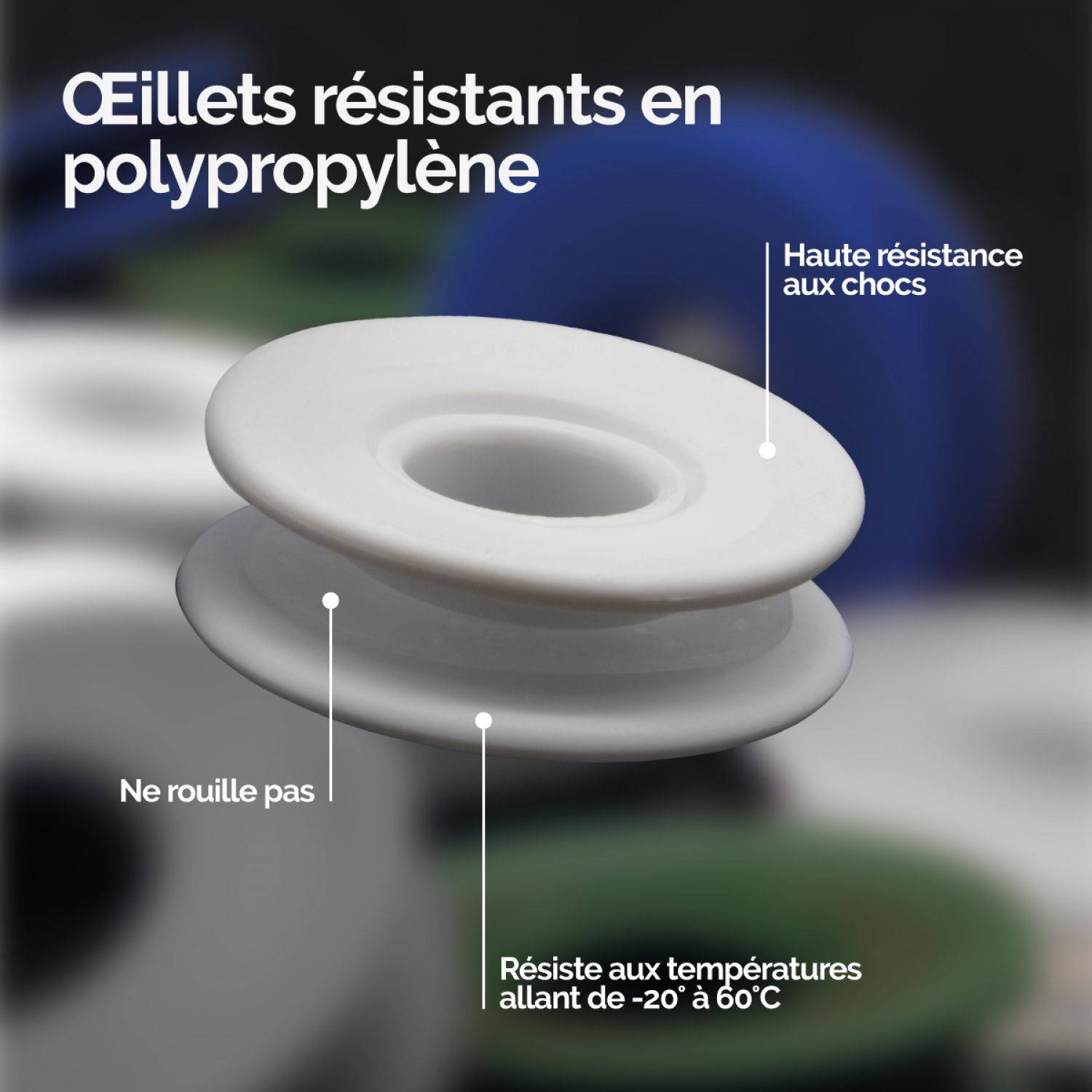 Linxor - Lot de 40 oeillets à clipser pour bâche à bulles ou autres types de bâches  - Blanc - Linxor - Imagen 2