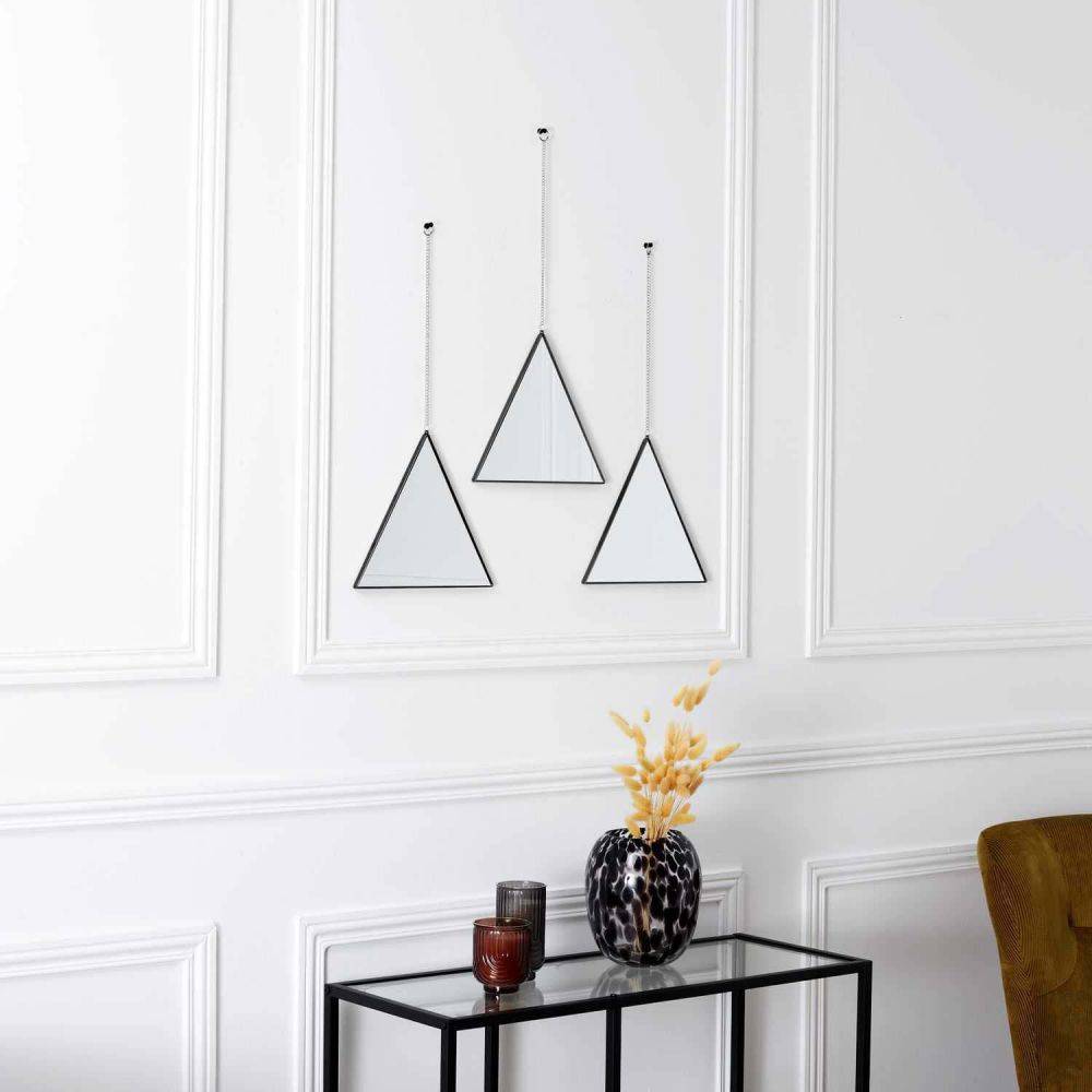 The Home Deco Factory - Miroir suspendu Triangle noir Louxor (Lot de 3) The Home Deco Factory - Imagen 2