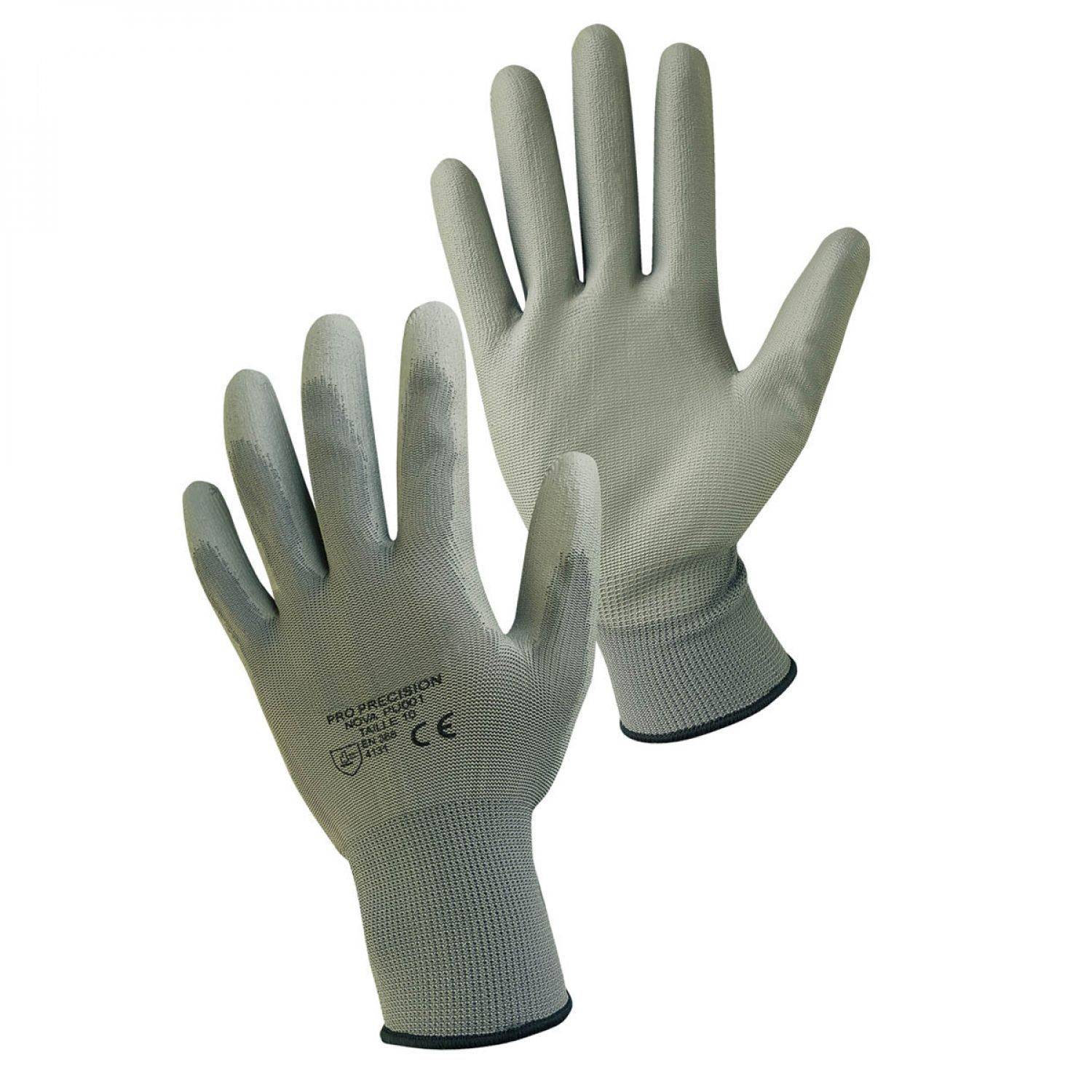 Linxor - Paire de gants de protection pro précision en polyester enduit de polyuréthane - Taille 10 - XL - Gris - Linxor