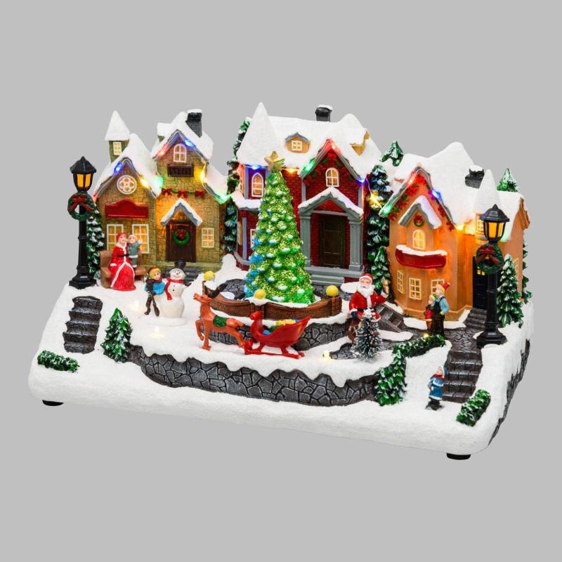 Lotti - Village de Noel lumineux avec petit train en mouvement, Personnages et Sapin en Rotation 32xH28cm avec Musique Lotti - Imagen 4