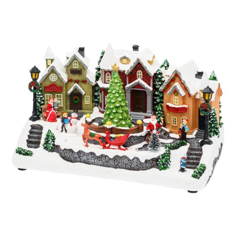 Lotti - Village de Noel lumineux avec petit train en mouvement, Personnages et Sapin en Rotation 32xH28cm avec Musique Lotti - Imagen 3