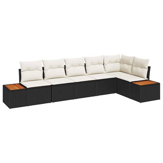 ComfortXL - Salon de jardin 6 places en polyrotin avec canapé d'angle et coussins Noir – ComfortXL Outdoor Living - Image 2