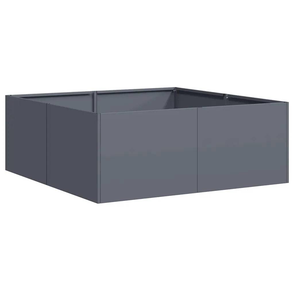 Jardinière moderne espace extérieur 80 x 80 x 30 cm avec fond ouvert acier anthracite - Image 1