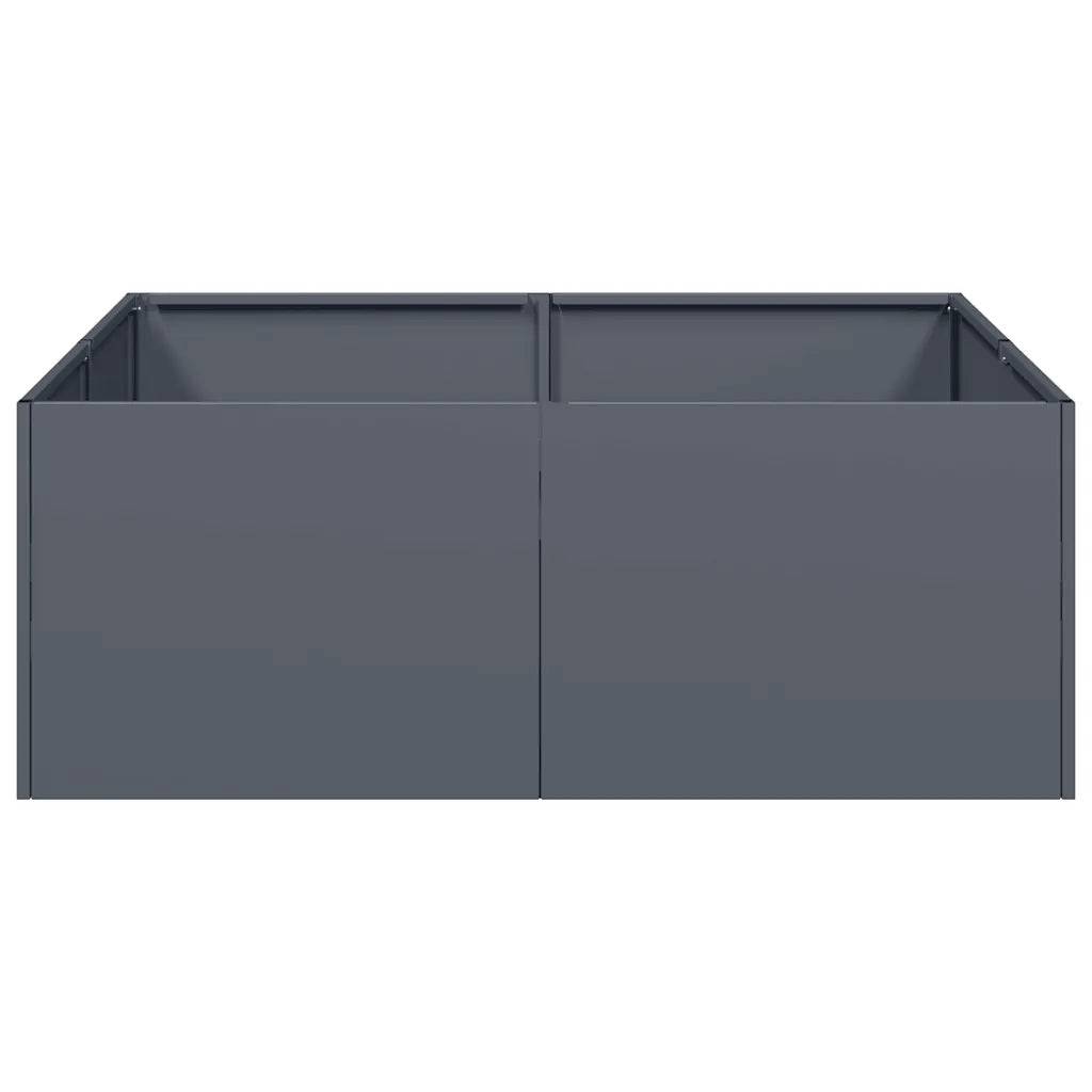 Jardinière moderne espace extérieur 80 x 80 x 30 cm avec fond ouvert acier anthracite - Image 2