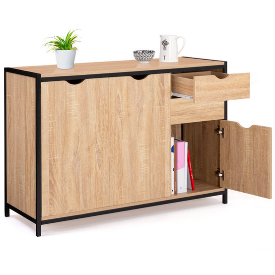 Buffet bas 110 cm DETROIT avec placards et tiroirs design industriel - Image 4