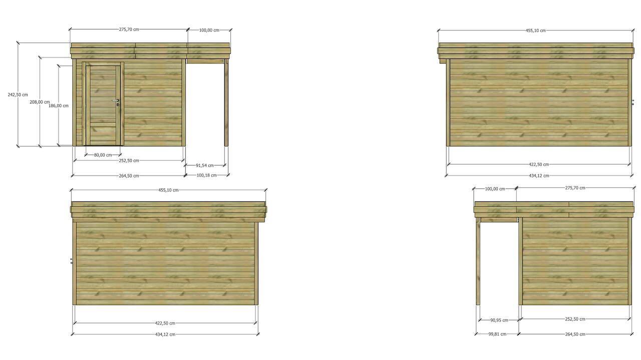 ABRI DE JARDIN bois autoclave 27mm - 3,64x4,34m / 16m2 - Bac acier - Abri Français - Image 4