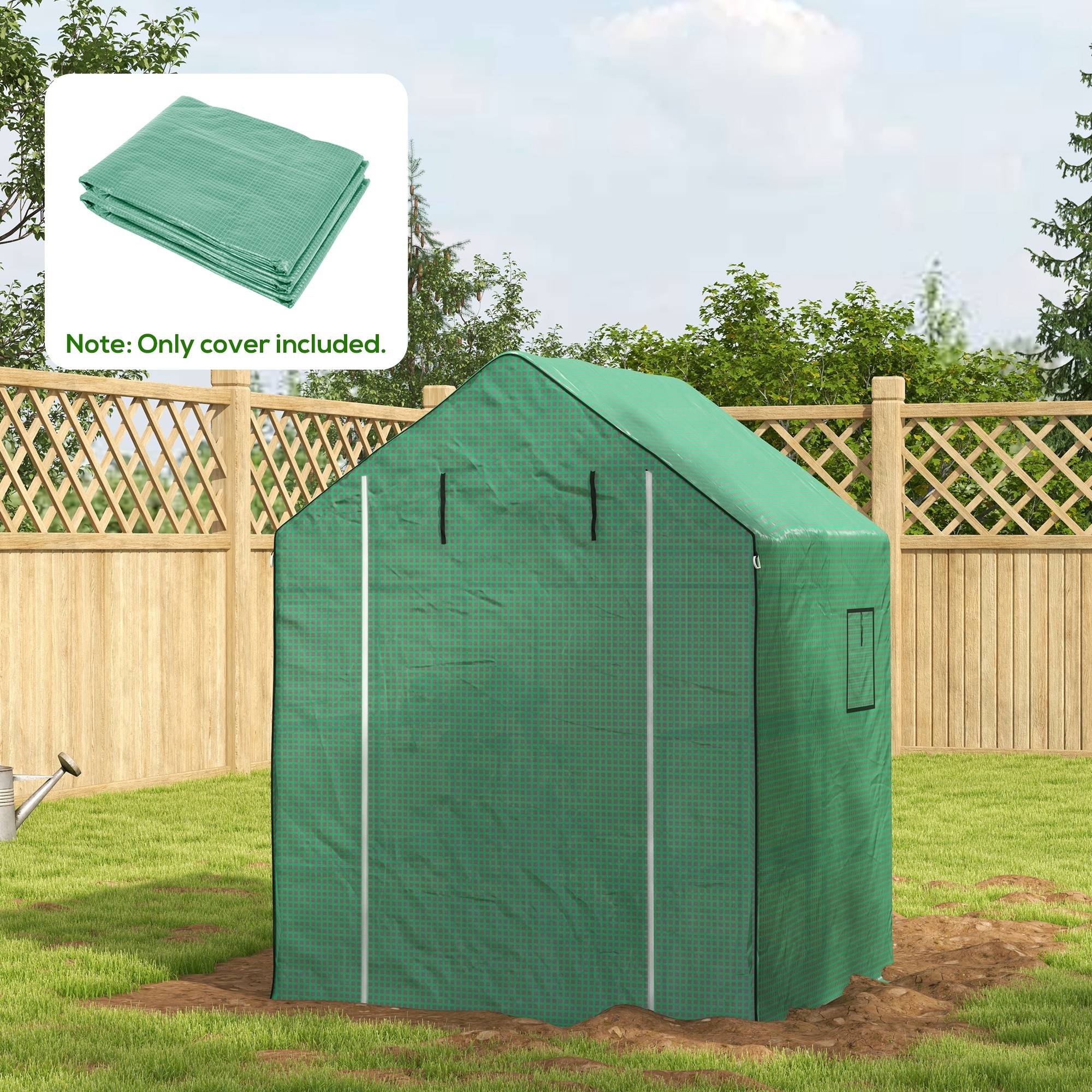Sans Marque - Film de protection pour serre, bâche de remplacement, imperméable, pour fenêtres et portes enroulables, format 140 x 143 x 190 cm, vert - Image 4