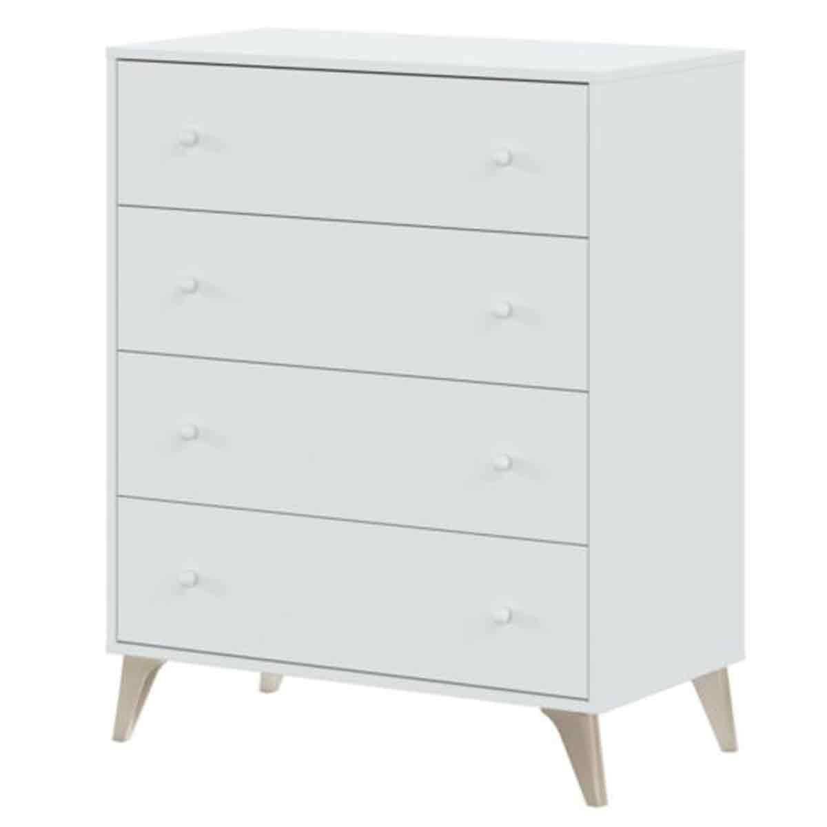 Commode 4 Tiroirs "Dinave" 95cm Blanc - Image 1