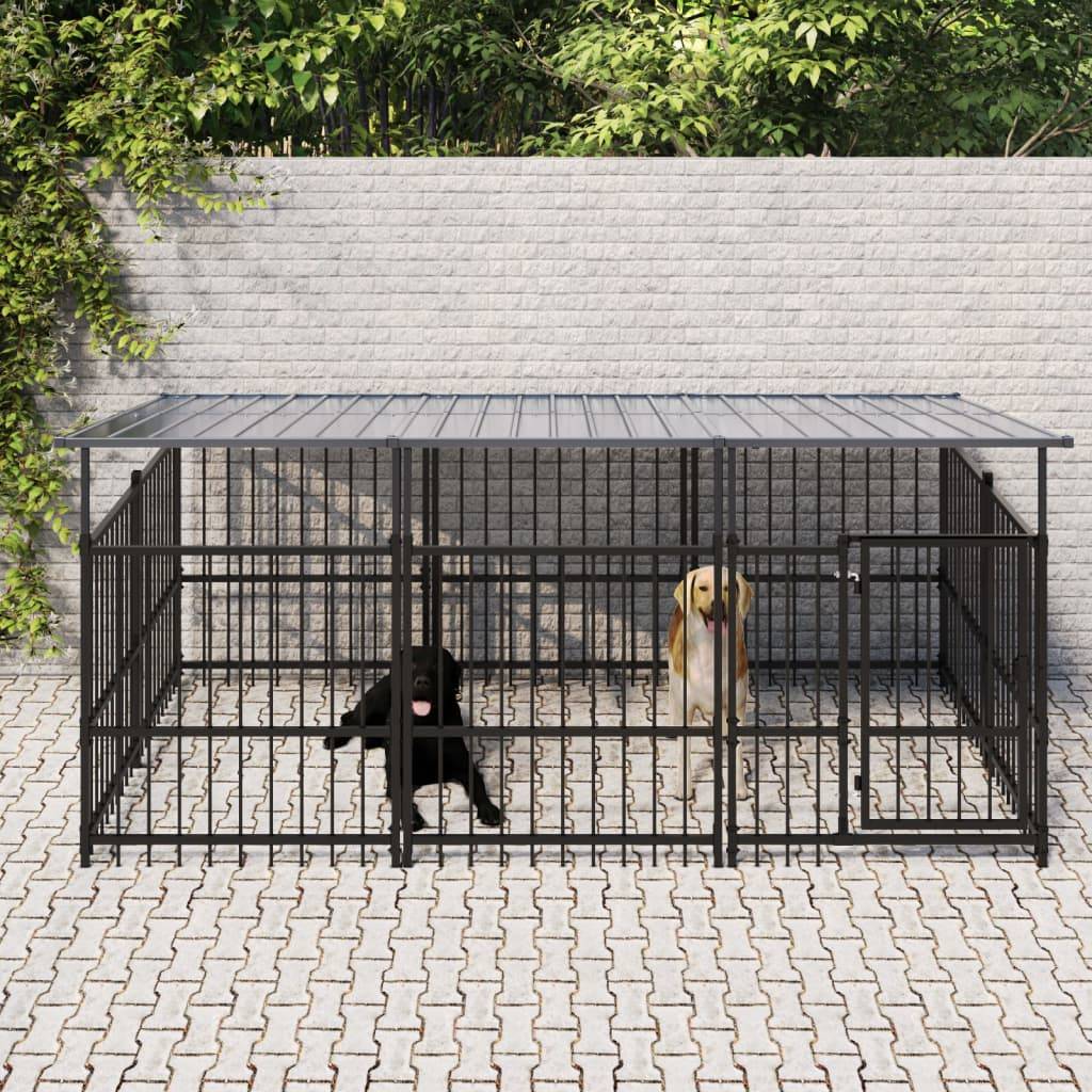 Vidaxl - Chenil d'extérieur avec toit pour chiens Acier 3,75 m² vidaXL 3124607 - Imagen 1