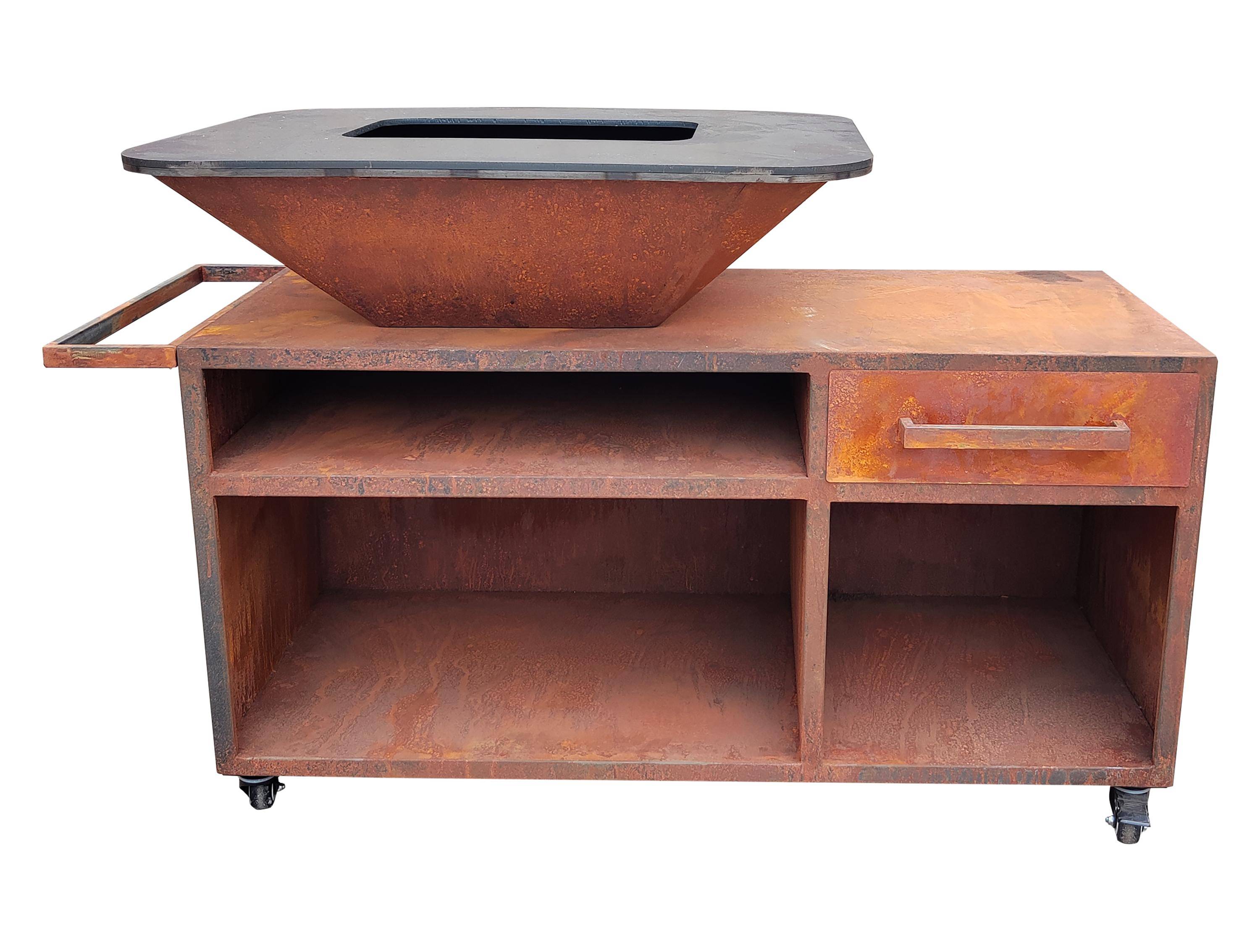 Purline - Barbecue charbon acier corten cuivré avec meuble EFP56RECT CO – Purline - Image 1