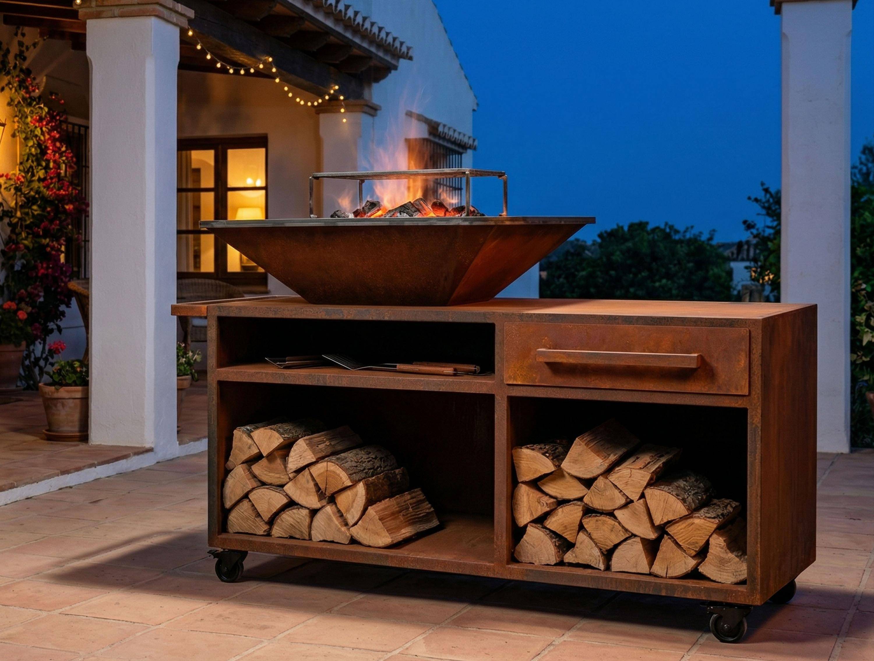 Purline - Barbecue charbon acier corten cuivré avec meuble EFP56RECT CO – Purline - Image 6