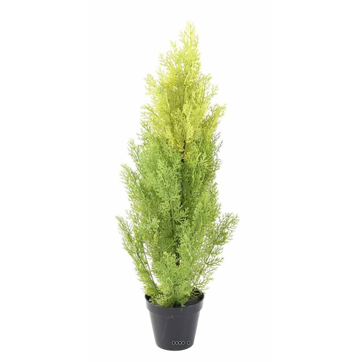 Artificielles - Cyprès artificiel en pot anti-UV pour extérieur H 90 cm Vert-jaune - dimhaut: H 90 cm - couleur: Vert-jaune
