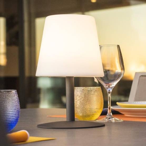 Lumisky - Lampe de table LED sans fil Standy Mini Rock - Lumisky - H 25 cm - Gris et blanc - Image 5