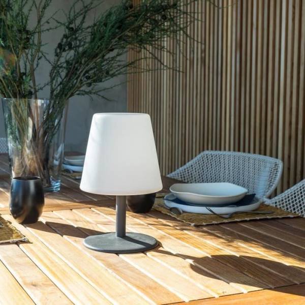 Lumisky - Lampe de table LED sans fil Standy Mini Rock - Lumisky - H 25 cm - Gris et blanc - Image 3