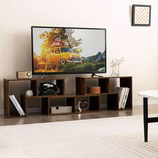 Meuble TV 6 Compartiments en 3 Pcs Modulaire, Meuble Télé Étagère Modulaire (Marron Rustique) - Image 2