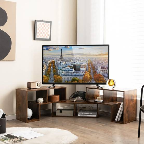 Meuble TV 6 Compartiments en 3 Pcs Modulaire, Meuble Télé Étagère Modulaire (Marron Rustique) - Image 5