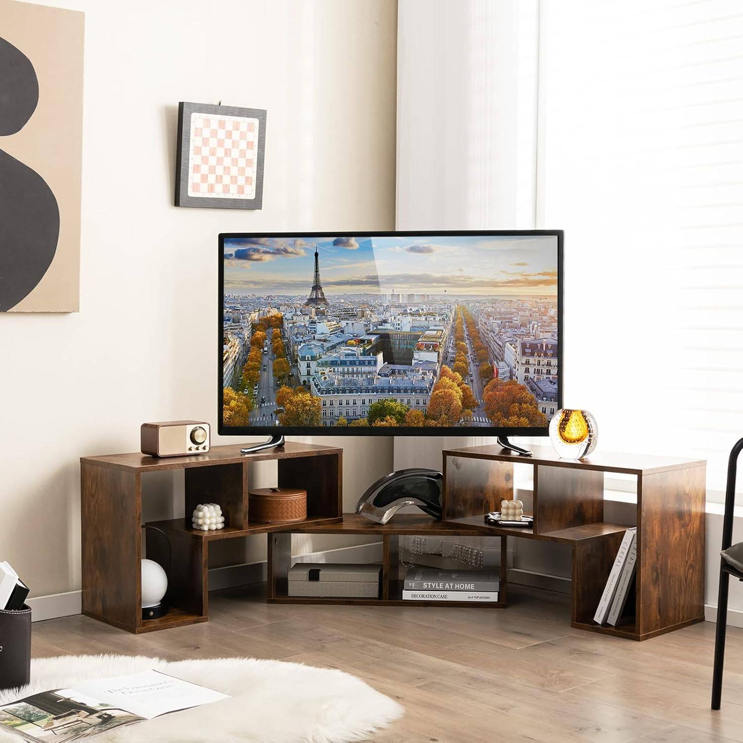 Meuble TV 6 Compartiments en 3 Pcs Modulaire, Meuble Télé Étagère Modulaire (Marron Rustique) - Image 5