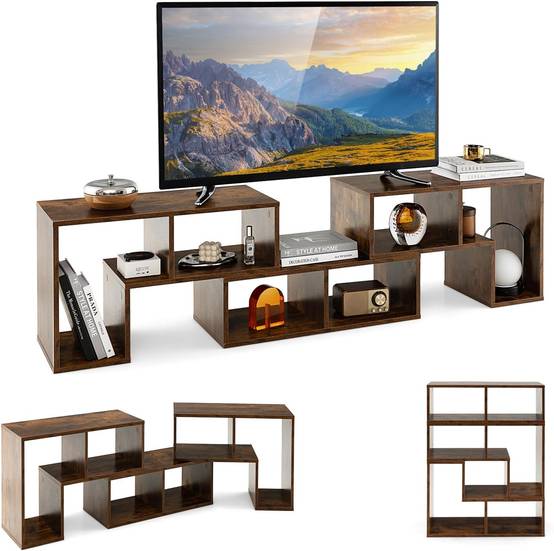 Meuble TV 6 Compartiments en 3 Pcs Modulaire, Meuble Télé Étagère Modulaire (Marron Rustique) - Image 1