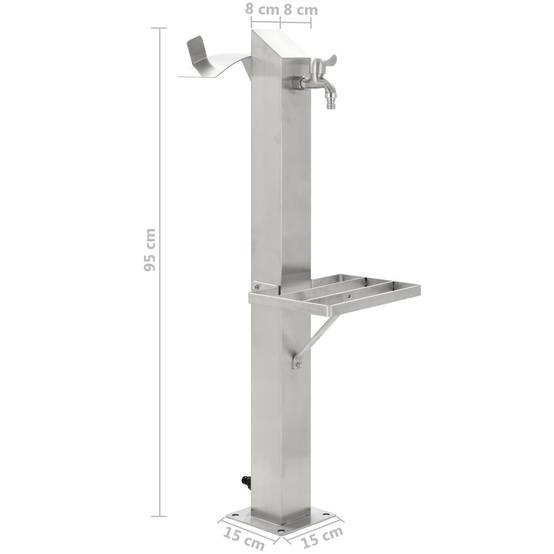 PANGIVO - Colonne à eau de jardin acier inoxydable argenté 8 x 8 x 95 cm - PANGIVO - Image 9