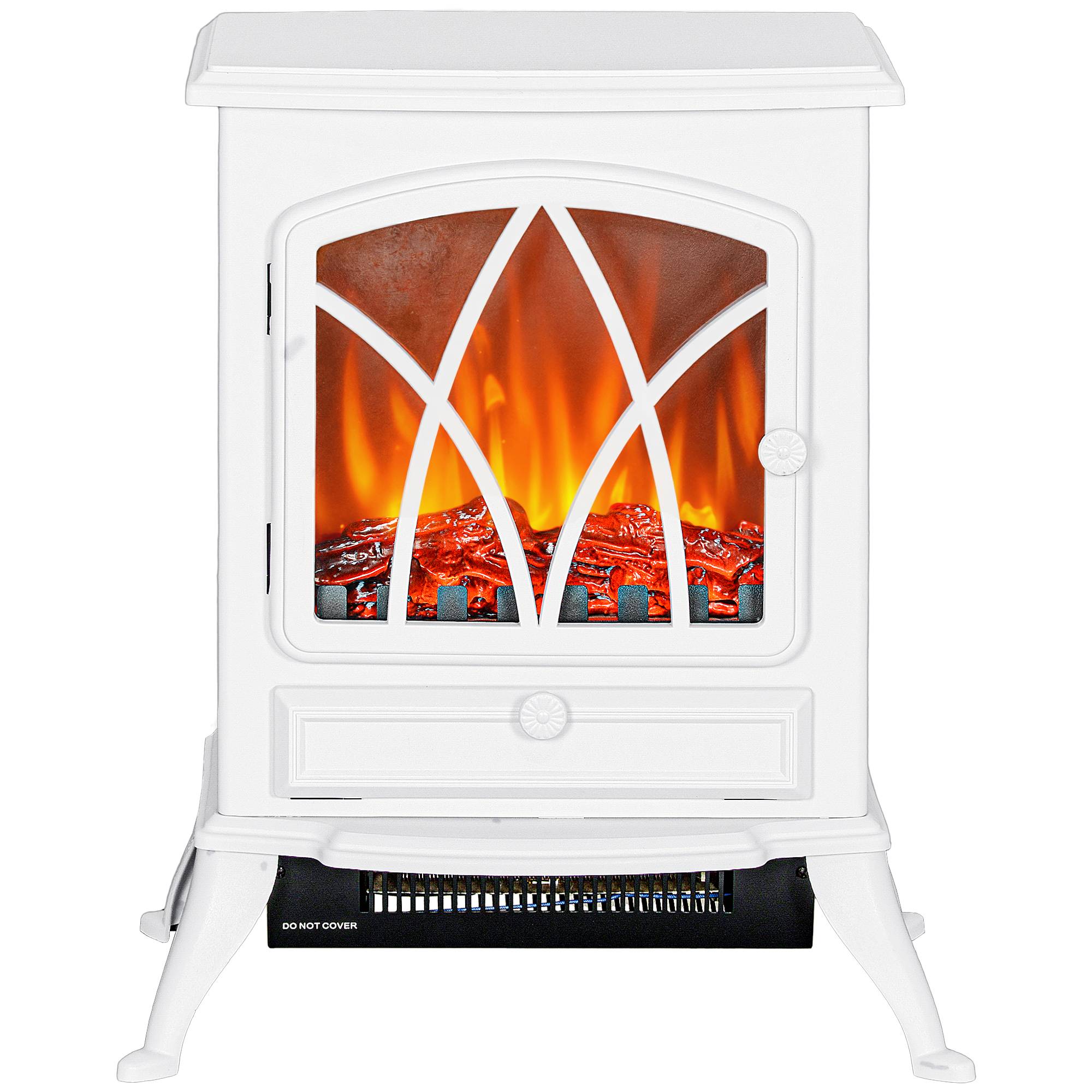 Cheminée électrique 1000W/2000W effet flamme et protection anti-surchauffe 15-30 m² 45x28,5x54 cm blanc - Image 2