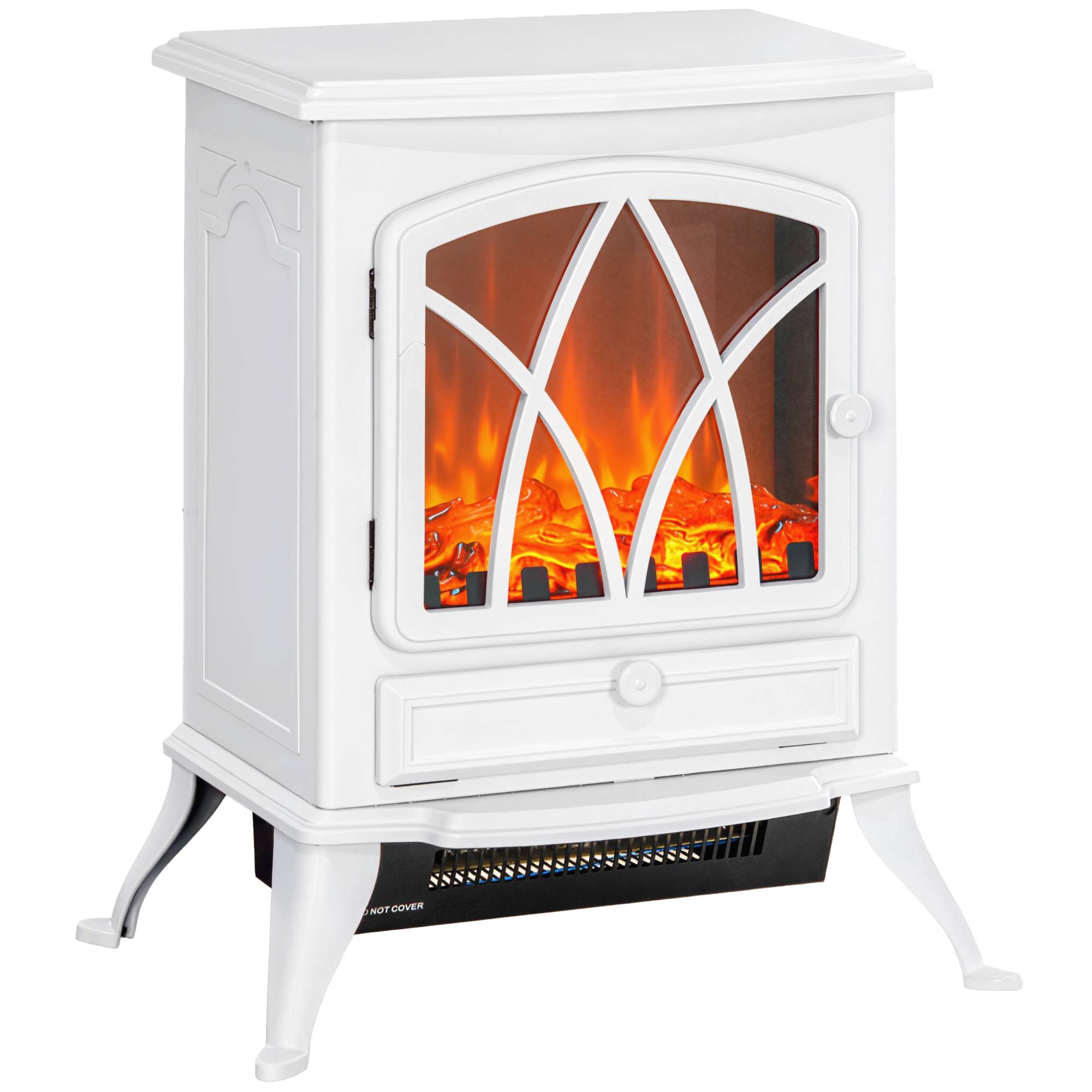 Cheminée électrique 1000W/2000W effet flamme et protection anti-surchauffe 15-30 m² 45x28,5x54 cm blanc - Image 1