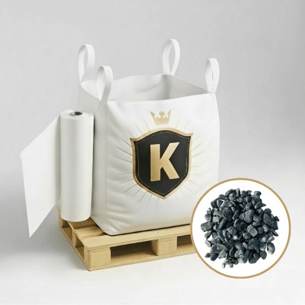 Kit Galets vert + géotextile = 1 Big Bag Galet Vert de marbre 15/25 1.5T [environ 20m2 sur 5cm d'épaisseur] + 1 géotextile 25m2 - Image 1