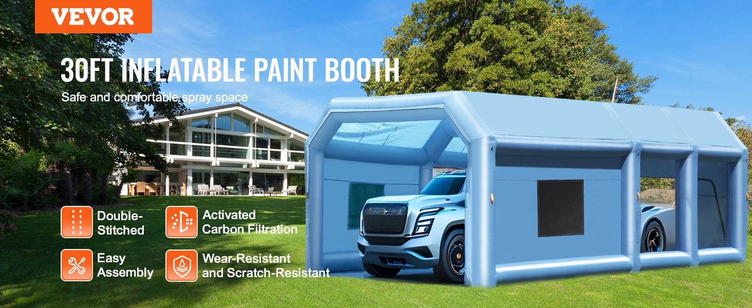 Vevor - VEVOR Cabine peinture gonflable 9x4.8x3.6m, souffleurs 950+750W avec filtration, station de travail atelier. - Image 9
