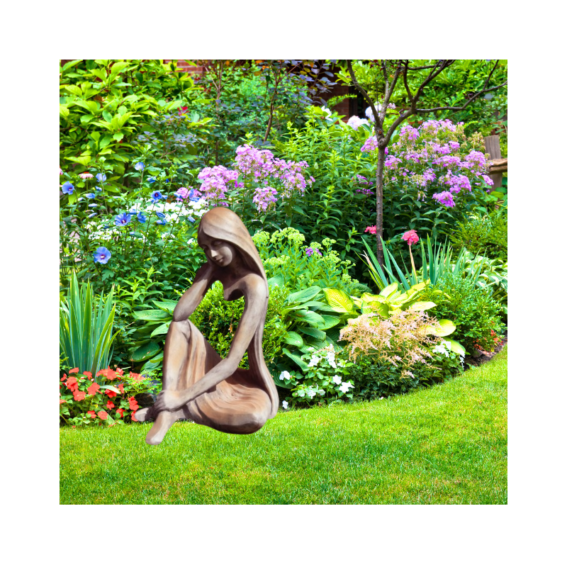 Jardinex - Statue de jardin Iseult effet demi rouille - Rouille 90 cm - Jardinex - Imagen 5
