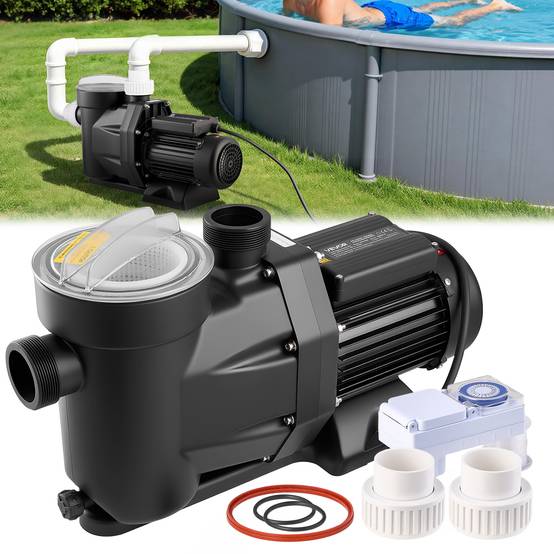 Vevor - VEVOR Pompe piscine 1300 W, 28 800 L/h, hauteur 17 m, monovitesse, panier filtrant, minuterie 24 h, 220-240 V CA. - Image 1