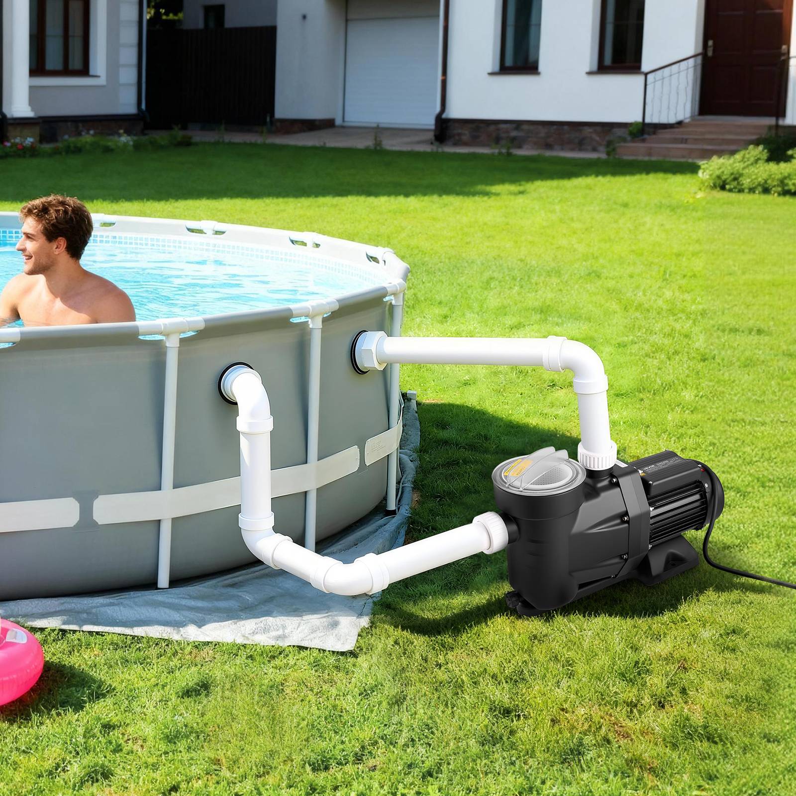 Vevor - VEVOR Pompe piscine 1300 W, 28 800 L/h, hauteur 17 m, monovitesse, panier filtrant, minuterie 24 h, 220-240 V CA. - Image 8