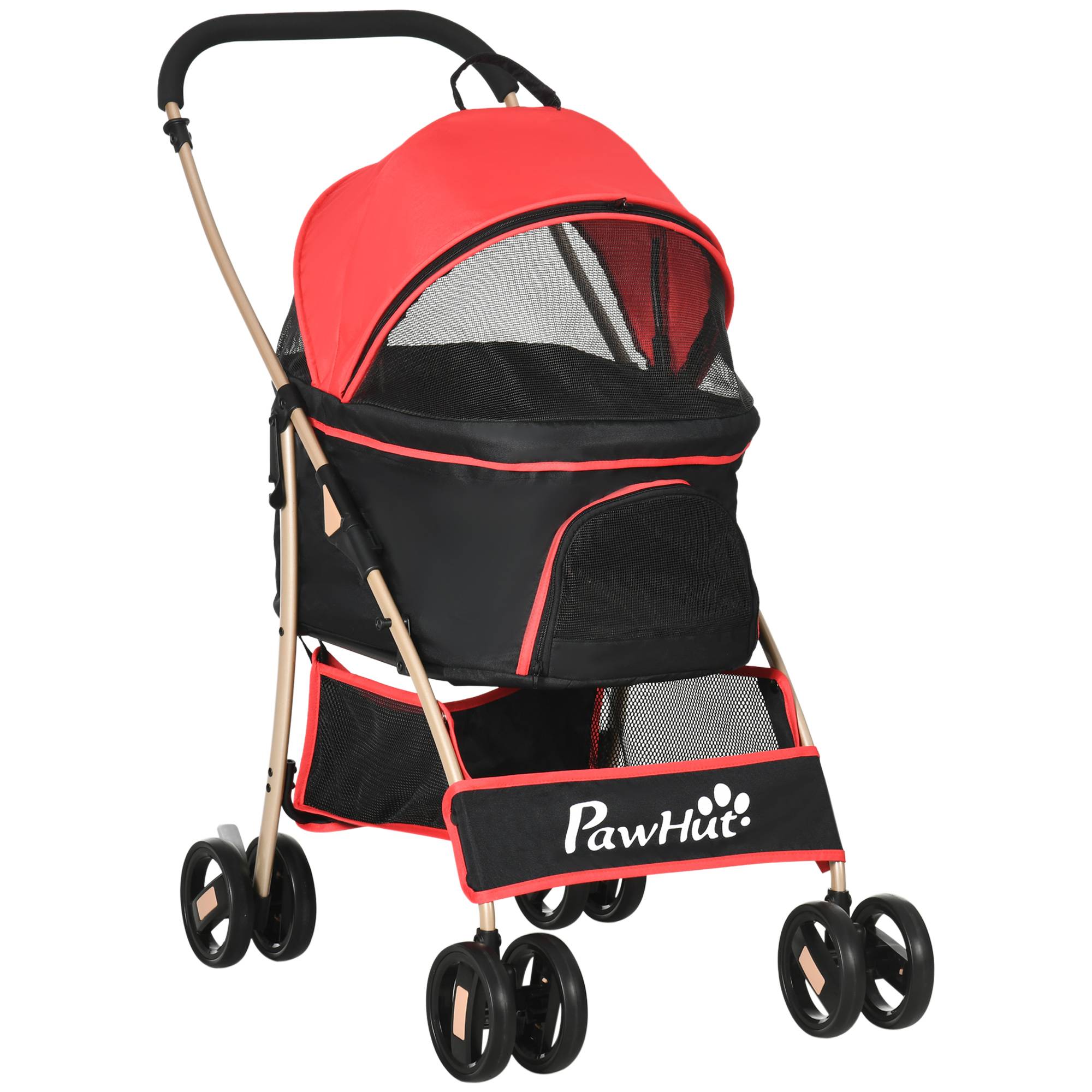 Poussette pour chien 2 en 1, tissu Oxford, rouge, 82 x 49.5 x 98 cm - PANGIVO - Image 1