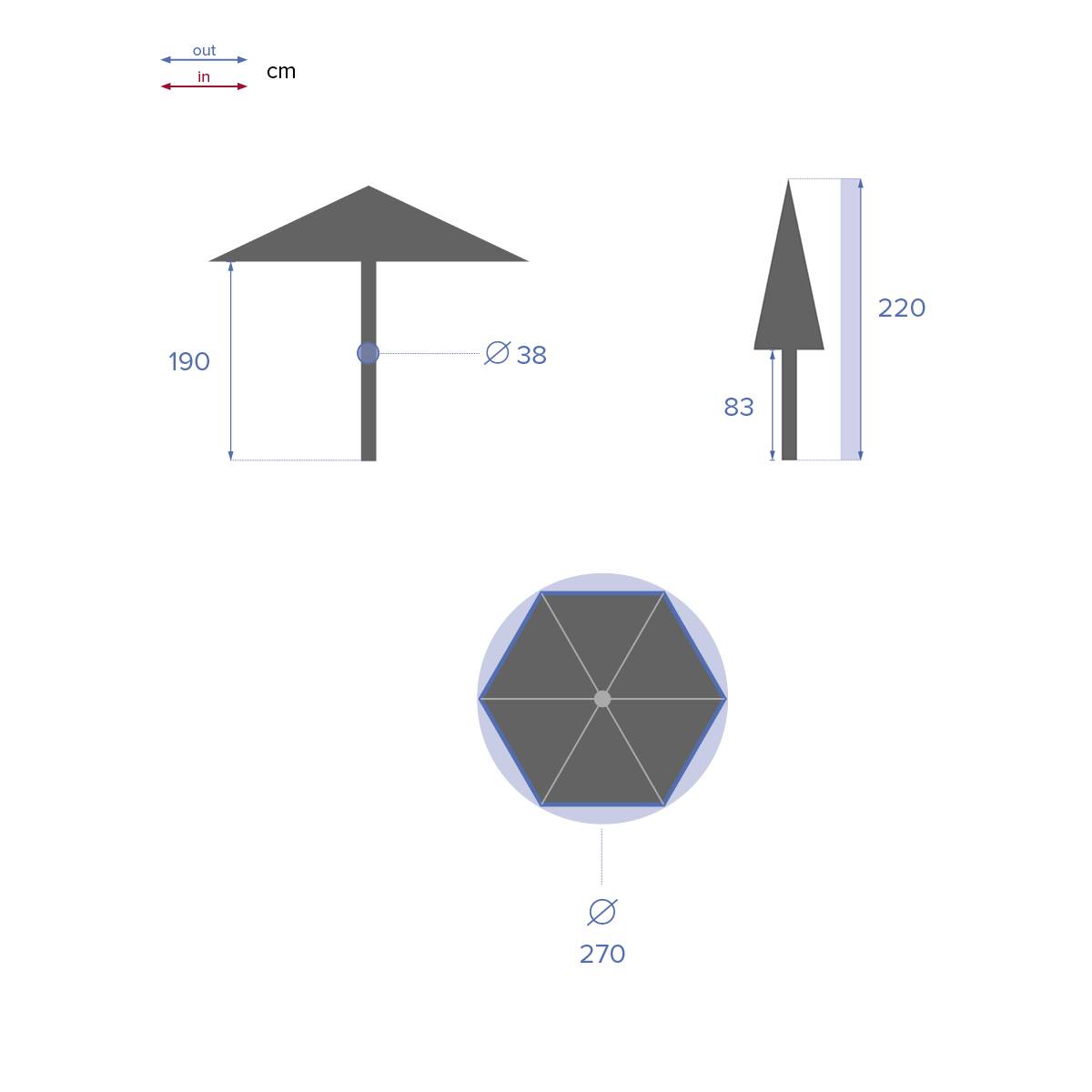 Hesperide - Parasol droit rond inclinable "Soya" blé 2,7m Hespéride - Imagen 8
