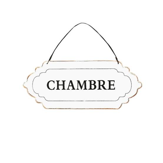 ~ Plaque de porte décorative vintage chambre fer blanc noir 25x11cm Chemin de campagne - Imagen 1