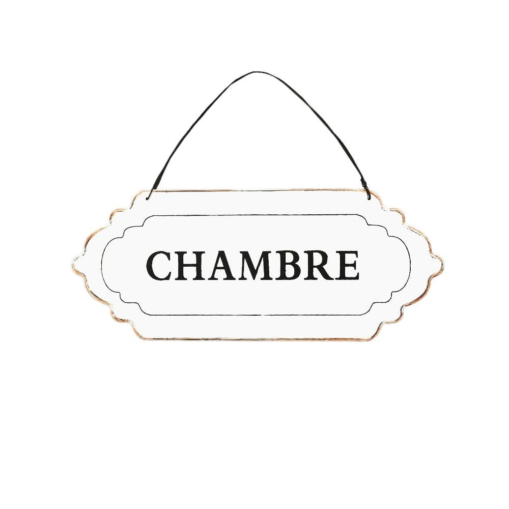 ~ Plaque de porte décorative vintage chambre fer blanc noir 25x11cm Chemin de campagne - Imagen 1