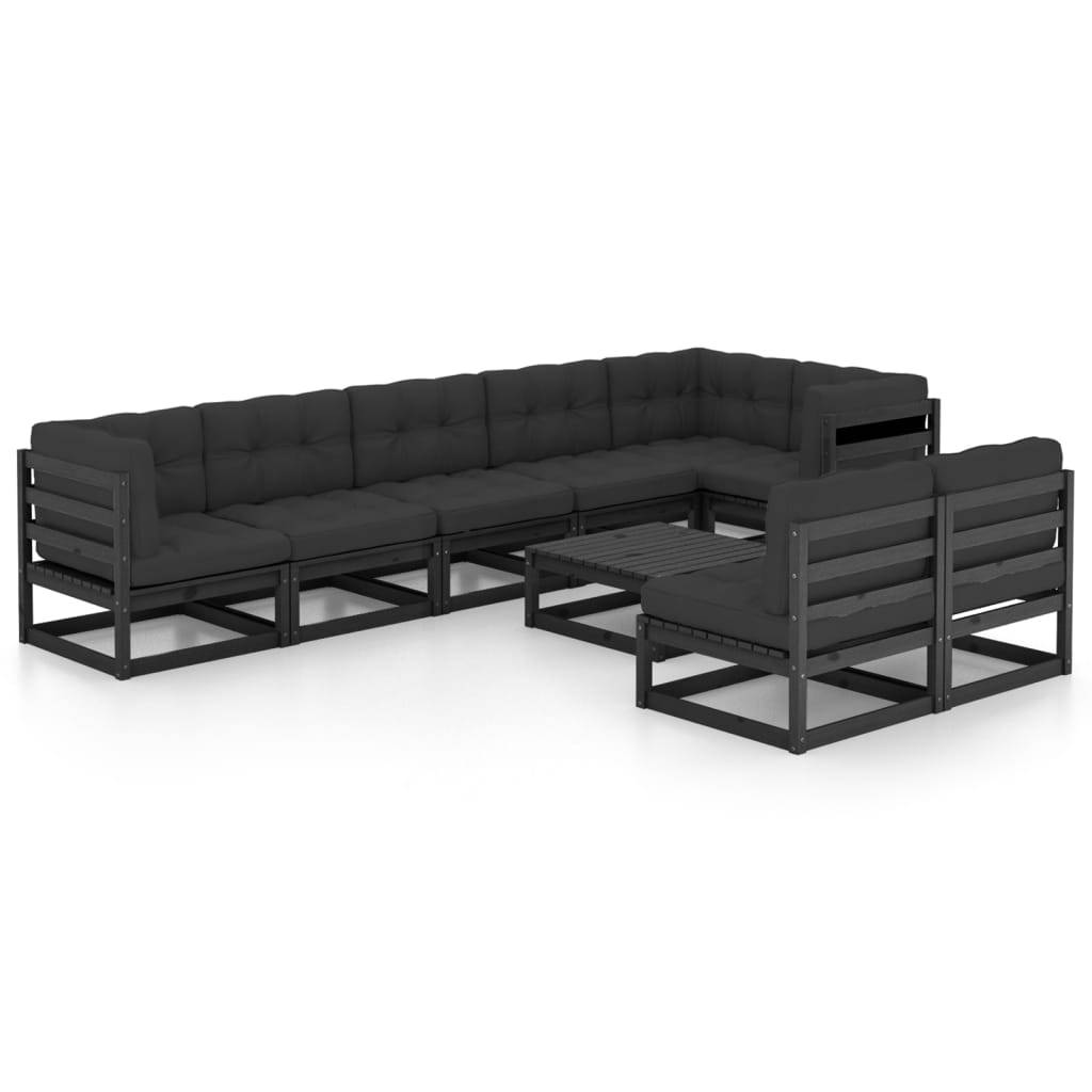 Helloshop26 - Salon de jardin meuble d'extérieur ensemble de mobilier 9 pièces avec coussins bois de pin massif - Imagen 1